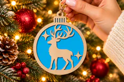 Reindeer Ornament SVG, Laser Cut Christmas Bauble Deer Product Image 1