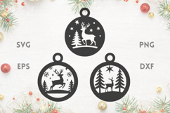 Reindeer Scenes Christmas Ornaments SVG Product Image 1
