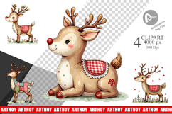 Reindeer Patchwork Clipart Product Image 1