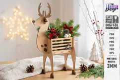 Christmas Reindeer Planter Decor Laser Cut | Holiday Decor Product Image 1