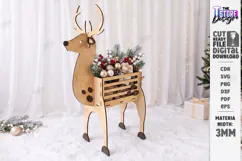 Christmas Reindeer Planter Decor Laser Cut | Holiday Decor Product Image 1