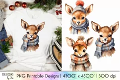 Watercolour Reindeer Illustration | Cute Winter Reindeer Product Image 1