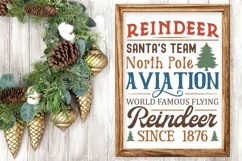 Reindeer Santa's Team North SVG ,Christmas Sign SVG Design Product Image 3