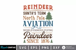 Reindeer Santa's Team North SVG ,Christmas Sign SVG Design Product Image 1