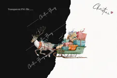 Watercolor Reindeer Sled Clipart | Christmas PNG Product Image 2