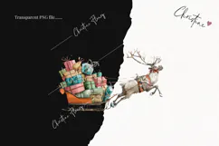 Watercolor Reindeer Sled Clipart | Christmas PNG Product Image 2