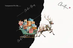 Watercolor Reindeer Sled Clipart | Christmas PNG Product Image 2