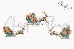 Watercolor Reindeer Sled Clipart | Christmas PNG Product Image 3