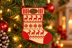 Reindeer Stocking Ornament SVG, Laser Cut Glowforge File Product Image 2