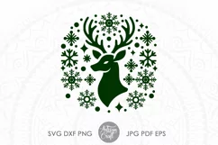 reindeer with snowflakes SVG cut files as digital downloads
