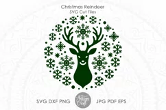 Christmas reindeer with snowflakes SVG cut file as digital download 