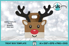 Reindeer Christmas Treat Gift Favor Box SVG Template Product Image 1