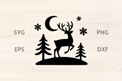 Reindeer Trees Moon SVG Scene Product Image 1