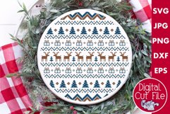 Reindeer Ugly Christmas Sweater Round Sign Svg Product Image 1