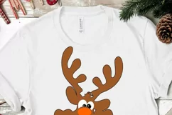 Christmas SVG, Peeking Reindeer Santa SVG, Peeping Face Product Image 2