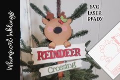 Reindeer Crossing Yard Sign SVG For Laser Cutting Product Image 1