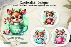 Reindeer in Mugs Sublimation Designs | Christmas PNG Product Image 3