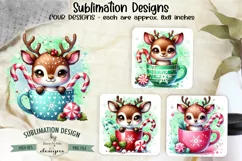 Reindeer in Mugs Sublimation Designs | Christmas PNG Product Image 4