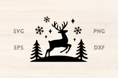 Reindeers with Snowflakes and Trees SVG Scene Product Image 1