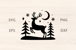Jumping Reindeer with Trees SVG Scene Product Image 1
