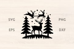 Reindeers with Fir Trees SVG Product Image 1