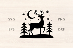 Reindeers with Moon SVG Product Image 1