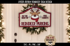 Reindeer Parking Sign Laser Ready SVG | Holiday Laser SVG Product Image 3