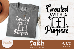 Christian faith SVG cut file on a t-shirt mockup – inspirational Bible verse quote in modern script style. Digital design in SVG, PNG, DXF and EPS formats for Cricut and Silhouette crafts – perfect for shirts, mugs, signs and gifts
