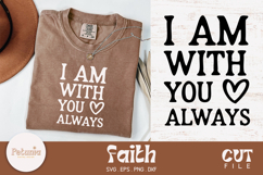 Christian faith SVG cut file on a t-shirt mockup – inspirational Bible verse quote in modern script style. Digital design in SVG, PNG, DXF and EPS formats for Cricut and Silhouette crafts – perfect for shirts, mugs, signs and gifts