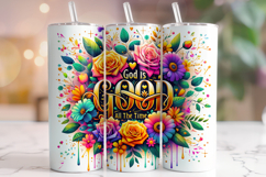 God Is Good Tumbler PNG, Christian Tumbler, Floral Tumbler Product Image 1