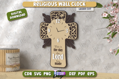 Religious Wall Clock Laser Cut | Christian Symbol | CNC File Product Image 1