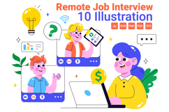 10 Remote Job Interview Illustration Product Image 1