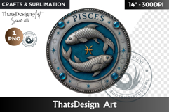 Pisces Zodiac sign Clipart,Astrology,Renaissance horoscope Product Image 1