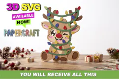 Adorable Reindeer Wrapped in Christmas Lights Product Image 1