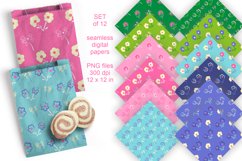 Repeating Flowers Patterned Paper Set of 12 PNG 