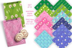 Repeating Flowers Patterned Paper Set of 12 PNG 
