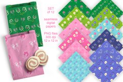 Repeating Flowers Patterned Paper Set of 12 PNG 