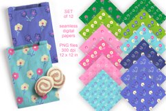Repeating Flowers Patterned Paper Set of 12 PNG 