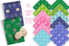 Repeating Flowers Patterned Paper Set of 12 PNG 