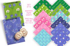 Repeating Flowers Patterned Paper Set of 12 PNG 