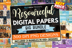 Resourceful Digital Paper Big Bundle , Floral, Halloween, Product Image 1