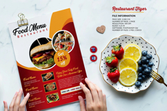 Promote restaurants, cafés, food trucks, and takeout offers with this modern restaurant flyer template. Editable PSD &amp; DOCX, print-ready, perfect for food promotions.