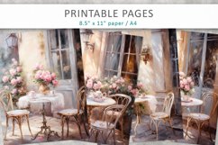 Restaurant junk journal pages, Cafe painting printables Product Image 1