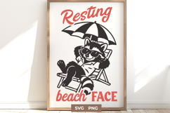 Resting Beach Face SVG Funny Summer Raccoon Relax Cut File Product Image 1