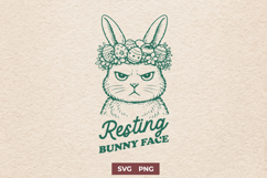 Resting Bunny Face SVG, Funny Easter Grumpy Bunny PNG Design Product Image 1