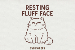 Sarcastic Cat Illustration Funny Lazy Line Art Kitty SVG PNG Product Image 1