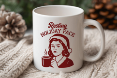 Resting Holiday Face SVG Funny Christmas Coffee Retro PNG Product Image 3