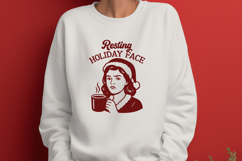 Resting Holiday Face SVG Funny Christmas Coffee Retro PNG Product Image 2