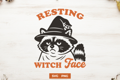 Resting Witch Face SVG | Funny Raccoon Halloween PNG Design Product Image 1