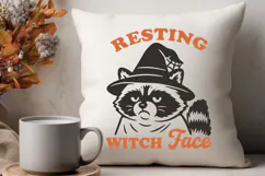 Resting Witch Face SVG | Funny Raccoon Halloween PNG Design Product Image 3